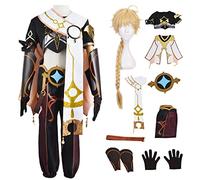 AYIMEIS Genshin Impact Aether Cosplay Costume Complete Set avec Perruque Déguisement de Genshin Traveler Costume Personnage de Jeu Aether Uniforme Noël Halloween Carnaval Fête Cosplay Adulte XS-3XL