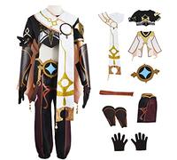 AYIMEIS Genshin Impact Aether Cosplay Costume Complete Set avec Perruque Déguisement de Genshin Traveler Costume Personnage de Jeu Aether Uniforme Noël Halloween Carnaval Fête Cosplay Adulte XS-3XL