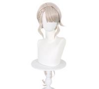 AYIMEIS Genshin Impact Cosplay Lynette Perruque Longue Blanc avec Tresses Déguisement de Genshin Perruque Lynette Cosplay Wig Noël Halloween Carnaval Fête Performance Costume Accessoires