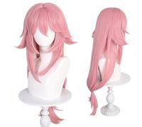 AYIMEIS Genshin Impact Cosplay Yae miko Perruque Longue Rose Déguisement de Genshin Perruque Yae miko Cosplay Wig Noël Halloween Carnaval Fête Performance Costume Accessoires