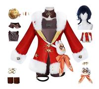 AYIMEIS Genshin Impact Xiangling Cosplay Costume Set avec Perruque Déguisement de Genshin Costume Xiangling New Skin Uniforme Noël Halloween Carnaval Fête Performance Cosplay Adulte XS-3XL