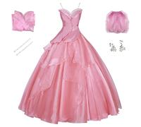 AYIMEIS Glinda Cosplay Costume Set Déguisement de Wicked Glinda Robe de Princesse Rose Costume de Bonne Sorcière Noël Halloween Carnaval Fête Performance Vêtements pour Adulte