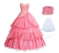 AYIMEIS Glinda Cosplay Costume Set Déguisement de Wicked Glinda Robe de Princesse Rose Costume de Bonne Sorcière Noël Halloween Carnaval Fête Performance Vêtements pour Adulte
