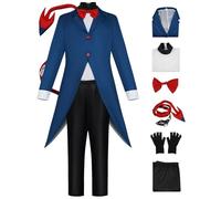 AYIMEIS Hazbin Hotel Moxxie Cosplay Costume Set Bleu Blazer Déguisement de Anime Hazbin Hotel Costume Helluva Boss Moxxie Uniforme Noël Halloween Carnaval Fête Performance Costume pour Adulte