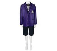 AYIMEIS Homme Pugsley Addams Cosplay Costume Déguisement Mercredi 2 Nevermore Academy Pugsley Cosplay Uniforme Scolaire Noël Halloween Carnaval Fête Performance Costume Adulte XS-3XL