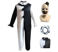 AYIMEIS Homme Terrifier Cosplay Costume Combinaison avec Masque Déguisements de Clown Tueur Costume Terrifier Art The Clowns Uniforme Noël Halloween Carnaval Fête Performance Adulte XS-3XL