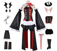 AYIMEIS Krul Tepes Cosplay Costume Set avec Perruque Déguisement de Anime Seraph of The End Krul Cosplay Outfit Robe Lolita Gothique Halloween Carnaval Noël Fête Performance Costume pour Adulte