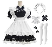 AYIMEIS Maid Dress Femme Robe de Lolita Déguisement French Maid Cosplay Costume Anime Outfit Soubrette Tablier Tenue pour Café Restaurant et Halloween Carnaval Fête Taille S-5XL