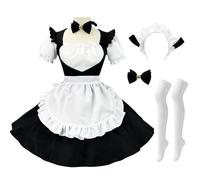 AYIMEIS Maid Dress Femme Robe de Lolita Déguisement French Maid Cosplay Costume Anime Outfit Soubrette Tablier Tenue pour Café Restaurant et Halloween Carnaval Fête Taille S-5XL