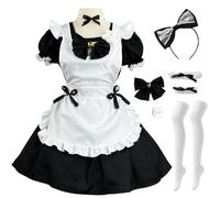 AYIMEIS Maid Dress Femme Robe de Lolita Déguisement French Maid Cosplay Costume Anime Outfit Soubrette Tablier Tenue pour Café Restaurant et Halloween Carnaval Fête Taille S-5XL