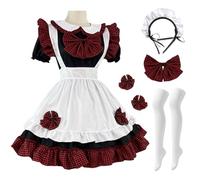 AYIMEIS Maid Dress Femme Robe de Lolita Déguisement French Maid Cosplay Costume Anime Outfit Soubrette Tablier Tenue pour Café Restaurant et Halloween Carnaval Fête Taille S-5XL