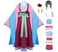 AYIMEIS Maomao Cosplay Costume Set avec Perruque Déguisement de Anime The Apothecary Diaries Maomao Cosplay Outfit Hanfu Rose Halloween Carnaval Noël Fête Vêtements pour Adulte
