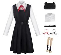 AYIMEIS Mitaka ASA Cosplay Costume Set avec Perruque Déguisement de Anime Chainsaw Man Cosplay Costume Mitaka JK Uniforme Noël Halloween Carnaval Fête Performance Vêtements Adulte XS-3XL