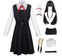 AYIMEIS Mitaka ASA Cosplay Costume Set avec Perruque Déguisement de Anime Chainsaw Man Cosplay Costume Mitaka JK Uniforme Noël Halloween Carnaval Fête Performance Vêtements Adulte XS-3XL