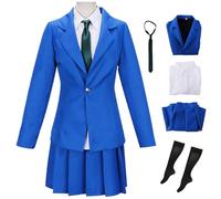 AYIMEIS Mouri Ran Cosplay Costume Set Déguisement de Anime Détective Conan Costume Ran Mouri Uniforme Scolaire Noël Halloween Carnaval Fête Performance Tenue Adulte S-XXL