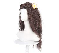 AYIMEIS Princesse Moana Cosplay Perruque Noir Longue Bou Déguisement de Princesse Vaiana Perruque Curly Wave Wig Noël Halloween Carnaval Fête Costume Accessoires Perruque