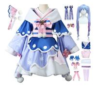 AYIMEIS Snow Miku Cosplay Costume Set avec Perruque Déguisement de Miku Uniforme Anime Costume Robe Lolita Noël Halloween Carnaval Fête Performance Costume Adulte