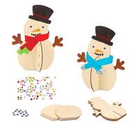 Ayizhiniu 10pcs Bonhomme de Neige Noël en Bois Décoration, DIY Decoration Sapin Noel en Bois, Ornements Personnalisés de Bonhomme Neige Bois, Approprié Cadeaux Noël Faits Main Enfants