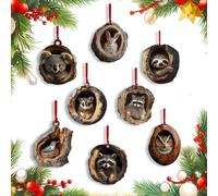 Ayizhiniu 8pcs Décor Animalier en Acrylique de Noël, 2D Noel Sapin Acrylique Pendentif Animalier, Décorations d'arbre de Noël Hibou, Noel des Animaux Decoration, Applicable à Maisons