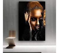 Ayjxtz Puzzle 1000 pièces Cadeau de Cadeau de Femme Africaine en Or Noir touchant Le Visage Puzzle 1000 Pieces Animaux Jeu d'adresse pour Toute la Famille, Jeu de Placement coloré50x75cm(20x30inch)