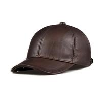 AYJYZHIAG Casquette de Baseball en Cuir véritable for Hommes et Femmes, Chapeau d'hiver Chaud, flambant Neuf, en Peau de Vache, for Journal Intime, Chapeaux de Sport(Coffee,L)