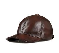 AYJYZHIAG Casquette de Baseball en Cuir véritable for Hommes et Femmes, Chapeau d'hiver Chaud, flambant Neuf, en Peau de Vache, for Journal Intime, Chapeaux de Sport(Red Brown,XL)