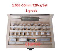 AYJYZHIAG Jauge de Bloc de Haute précision 1.005-50mm, 32 pièces/Ensemble, 1 Grade 0, Ensemble de jauges de Bloc d'inspection, Ensemble d'outils d'étrier de Mesure(1 Grade)