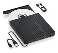 AYJYZHIAG Lecteur Blu-Ray Externe 5 en 1 USB 3.0 et USB-C, graveur DVD/CD avec 2 Ports USB-A et Lecteur de Carte SD/TF, for Ordinateur Portable, PC et Mac