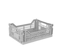 AYKASA Caisse pliante solide en plastique empilable Gris Midi 40 x 30 x 14 cm