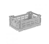 AYKASA Caisse pliante solide en plastique empilable Gris Mini (27 x 17 x 11 cm)