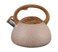 AYKHDS Bouilloire à sifflet en acier inoxydable avec poignée en bois, bouilloire sifflante de 3 L pour cuisinière électrique, cuisinière en céramique, cuisinière (marron clair)