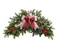 AYKNINGD Guirlande Noel Guirlande de Noël Rouge Pine Baie Arbre Couronne Montage Mural for la fête Vacances Home Garden Ferme Jardin(Horns)
