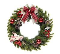 AYKNINGD Guirlande Noel Guirlande de Noël Rouge Pine Baie Arbre Couronne Montage Mural for la fête Vacances Home Garden Ferme Jardin(Wreath)
