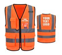 AYKRM 21 couleurs gillet orange securité logo Fermeture à glissière avec poches LOGO Gilet de sécurité réfléchissant haute visibilité personnalisé Gilet de sécurité EN20471 de classe 2