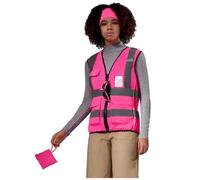 AYKRM Gilet de sécurité femme Fermeture à glissière avec poches Gilet de signalisation réfléchissant haute visibilité fluorescent femme
