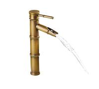 AYL Robinet vintage bronze antique entièrement en cuivre et bambou monté sur le pont de cuisine, salle de bain, hôtel, robinet de lavabo - briser la bouche, 3 joints