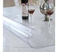 AYLFBFU 110cm Nappe de Table Givré Transparente, 2 mm Imperméable Lavable, Résistant aux Taches, Protection Table Transparent, Nappe Cirée Ronde pour Bureau/Table à Manger, Matt 2mm