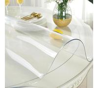 AYLFBFU 110cm Nappe Transparente Ovale, Antisalissure, Facile à Nettoyer et à Ranger, Protege Table Transparent, Nappe Ronde Exterieure pour Tapis de Table/Tapis de Chaise, Transparente 1.5mm