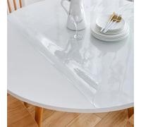AYLFBFU 38cm Nappe de Table Ronde Transparente, Ajustement Imperméable, Antidérapant et Anti-Rides, Plaque PVC Transparent, Toile Cirée épaisse pour Jardin/Camping, Transparente 1mm