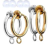 Aylifu Lot de 12 convertisseurs de boucles d'oreilles créoles rondes avec boucle à ouverture facile pour oreilles non percées avec 12 coussinets en silicone, doré et argenté