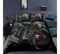 AYMAING Ensemble De Housse De Couette Literie RéVersible AgréAble Microfibre CrâNe De Mariage 1 Housse De Couette 200x200cm avec Fermeture éClair + 2 Taies d'oreiller 50x75cm