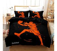 AYMAING Ensemble De Housse De Couette Slam Dunk ThèMe Housse De Couette De Basket-Ball 3D Et Taie d'oreiller Fermeture à GlissièRe Fermeture Ensemble De Literie en Microfibre