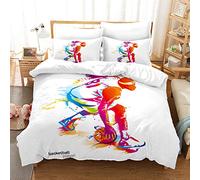 AYMAING Ensemble De Literie 135 X 200 Cm Basketball Slam Dunk Sport Style 3D Premium Housse De Couette Et Taie d'oreiller Literie pour Enfants GarçOns Homme Literie