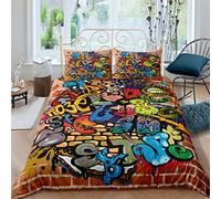 AYMAING Housse de Couette Ensemble Microfibre Chambre Literie Ensemble 3D Graffiti Art Confortable Taie d'oreiller Housses de Couette Housse de Couette 3 Pièces avec Fermeture À Glissière