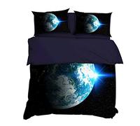 AYMAING Linge De Lit Kids Univers 200 X 200 Cm + 50 X 75 Cm en Microfibre avec Fermeture éClair, Notre Linge De Lit Enfant Au Motif Galaxy Space Est Doux Et Confortable