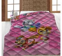 Aymax Couette Enfant Pat Patrouille Rose pour lit 1 Place, Matelassée Imprimée Réversible, Douce et Chaude