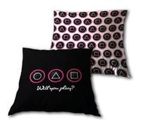 AYMAX Coussin Squid Game - -Will you play ?- - 35x35 cm Noir