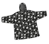 Aymax Couverture Pull Enfant Jack l'étrange Noel de Mr Jack, Plaid à Manches Longues Oversize en Flanelle Douce Capuche avec Sherpa. Taille Unique Enfant/Ado