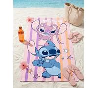 Aymax Serviette de plage Stitch et Angel – Polyester Ultra absorbante 70x140 cm
