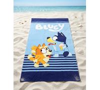 Aymax, Drap de Plage Enfant Bluey 70x140 cm 100% Polyester | Bluey & Bingo Glaces Bleu Rayé | Licence Officielle